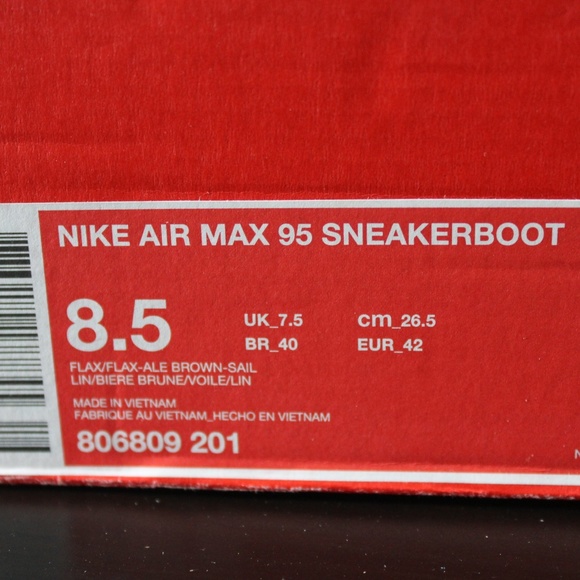 Nike Air Max 95 Sneakerboot Tan Mens 8.5 R782 - Picture 8 of 8